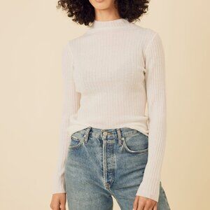 New OGD One Grey Day Carter Merino Mockneck knit sweater ivory high neck